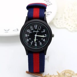 New arrived boy fashion sports colorful nylon casual child gift clock kids Luminous pointer quartz watch girls casual watch