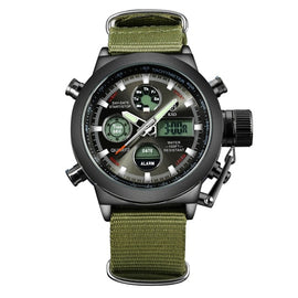 Fashion Brand Men Sports Watches with Nylon Strap Digital Analog Watch Army Military Waterproof Male LED  Relogio Masculino gift