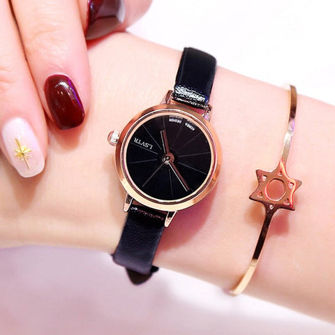 Casual Quartz Watches Women's Black Clock Fashion Creative Small Leather Casual Fashion Whatch Ladies Relojes 2019