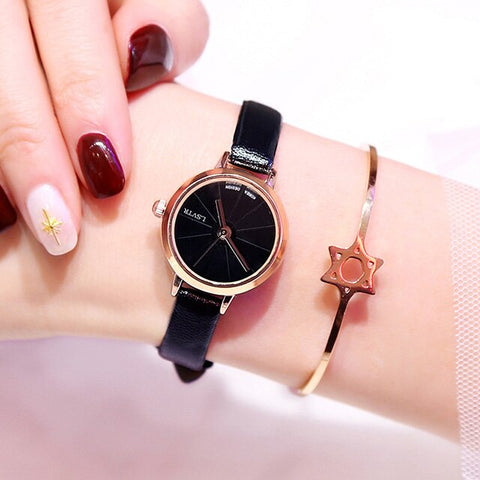 Casual Quartz Watches Women's Black Clock Fashion Creative Small Leather Casual Fashion Whatch Ladies Relojes 2019