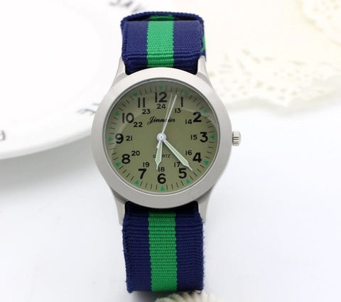 New arrived boy fashion sports colorful nylon casual child gift clock kids Luminous pointer quartz watch girls casual watch