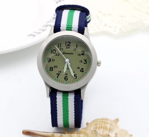 New arrived boy fashion sports colorful nylon casual child gift clock kids Luminous pointer quartz watch girls casual watch