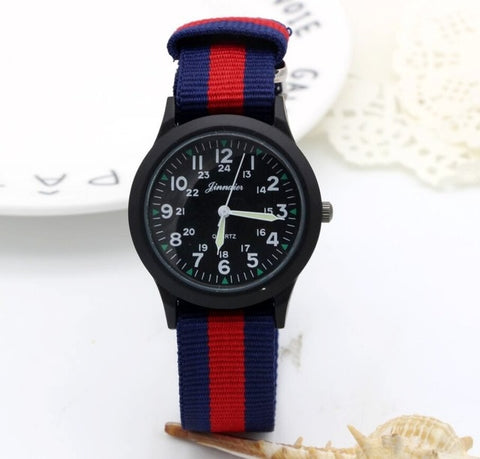 New arrived boy fashion sports colorful nylon casual child gift clock kids Luminous pointer quartz watch girls casual watch