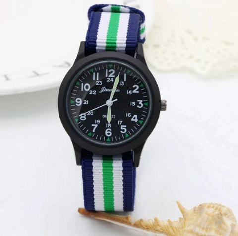 New arrived boy fashion sports colorful nylon casual child gift clock kids Luminous pointer quartz watch girls casual watch