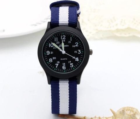 New arrived boy fashion sports colorful nylon casual child gift clock kids Luminous pointer quartz watch girls casual watch