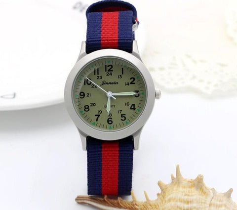 New arrived boy fashion sports colorful nylon casual child gift clock kids Luminous pointer quartz watch girls casual watch