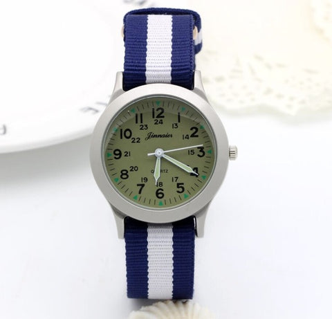 New arrived boy fashion sports colorful nylon casual child gift clock kids Luminous pointer quartz watch girls casual watch