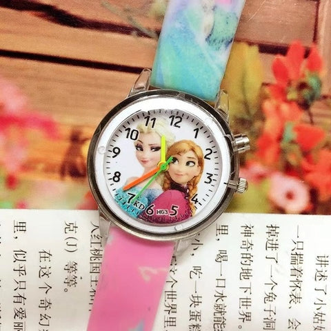 2019 Children's Watch with Electronic Colour Light Source Girls Gift Clocks Children's Wrist Princess Elsa Children's Watch