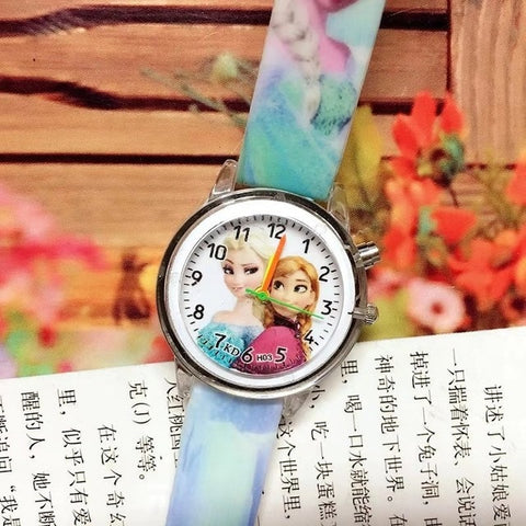 2019 Children's Watch with Electronic Colour Light Source Girls Gift Clocks Children's Wrist Princess Elsa Children's Watch