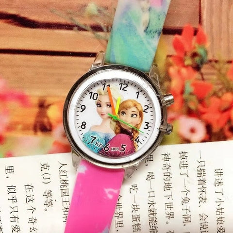 2019 Children's Watch with Electronic Colour Light Source Girls Gift Clocks Children's Wrist Princess Elsa Children's Watch