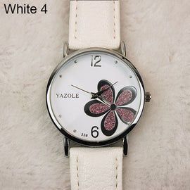 Yazole Watches Women 2019 Fashion Leather Strap Flower Female Clock Ladies Quartz Wrist Watch Montre Femme Relogio Feminino