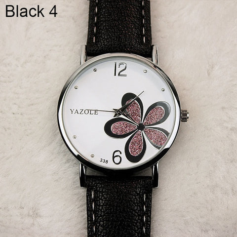 Yazole Watches Women 2019 Fashion Leather Strap Flower Female Clock Ladies Quartz Wrist Watch Montre Femme Relogio Feminino