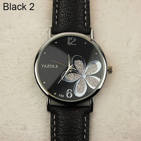 Yazole Watches Women 2019 Fashion Leather Strap Flower Female Clock Ladies Quartz Wrist Watch Montre Femme Relogio Feminino