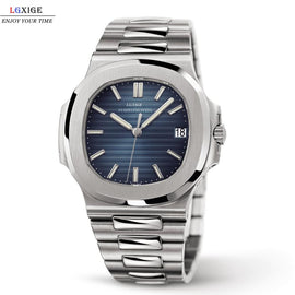 LGXIGE Watch Mens Top Brand Luxury Full Steel Military Wrist Watch Men Patek 30m Waterproof Business Luminous Quartz Clock 2019