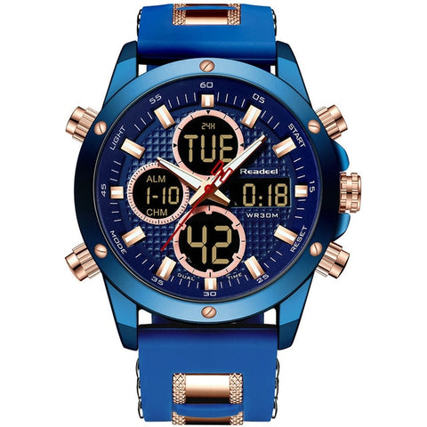 Mens Watches Top Brand Luxury Chronograph Gold Men Watch Quatz Digital Led Sport Watch Men Male Clock Man Waterproof Wristwatch