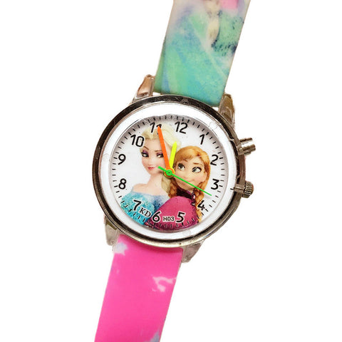 Winter Princess Children's Electronic Colorful Light Source Child Watch Girls Birthday Party Kids Gift Clock Childrens Wrist