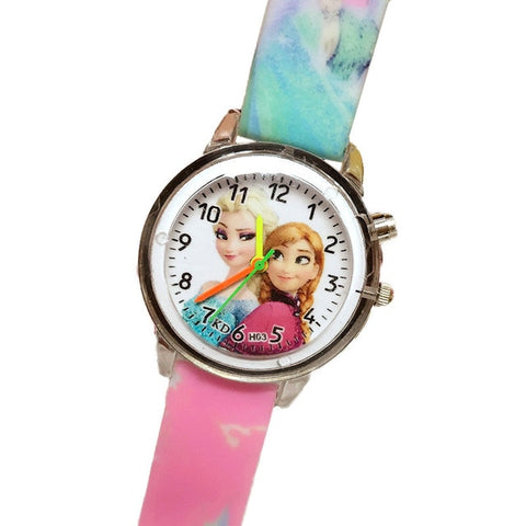 Winter Princess Children's Electronic Colorful Light Source Child Watch Girls Birthday Party Kids Gift Clock Childrens Wrist