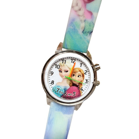 Winter Princess Children's Electronic Colorful Light Source Child Watch Girls Birthday Party Kids Gift Clock Childrens Wrist