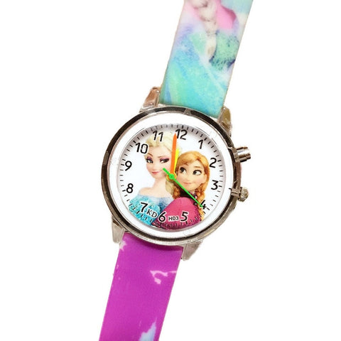 Winter Princess Children's Electronic Colorful Light Source Child Watch Girls Birthday Party Kids Gift Clock Childrens Wrist