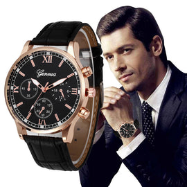 Men Retro Design Leather Band Watch Business Simplicity Roman Numerals Dial Watch The Man Gift ClockAnalog Alloy Quartz Watch #S