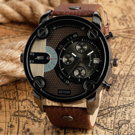 Luxury Men Watch Leather Watches Mens 2019 Black Military Watch  Date Display  Wristwatches 5.2cm Big Watch moda masculina D30