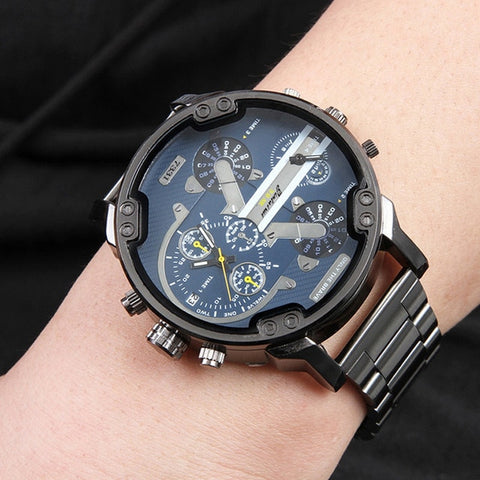 Top Brand Luxury Big Dial Men Watch Military Quartz Watch Casual Sports Business Metal Wristwatch Male Clock Relogio Masculino