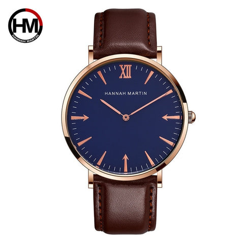 HM Fashion Watch Men 40mm Hot Ultra thin Wristwatches Mens Top Brand Luxury Leather Scrap Men's Watches DW Ultra thin Watch Men