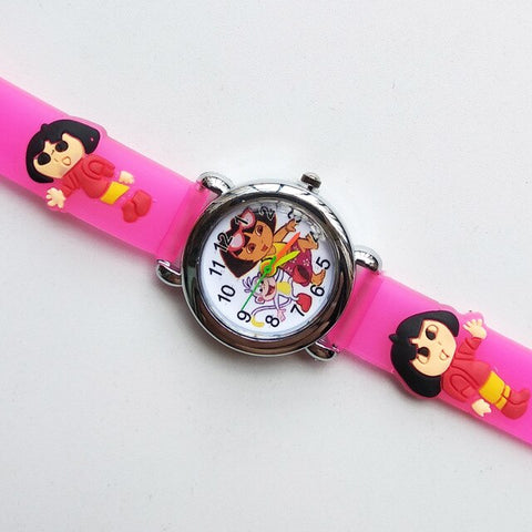 2019 New Children's watch Beautiful Girl Dora Pattern Student Birthday Gift Silicone kids Watches Q Version Of Child Pat clock