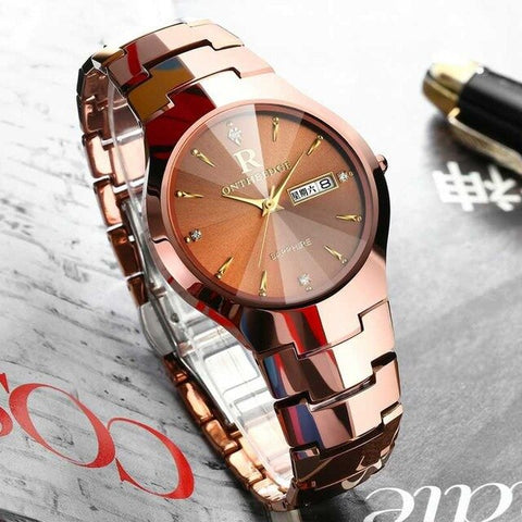 ONTHEEDGE Tungsten steel watches men's quartz watches waterproof business ultra-thin couple student watches