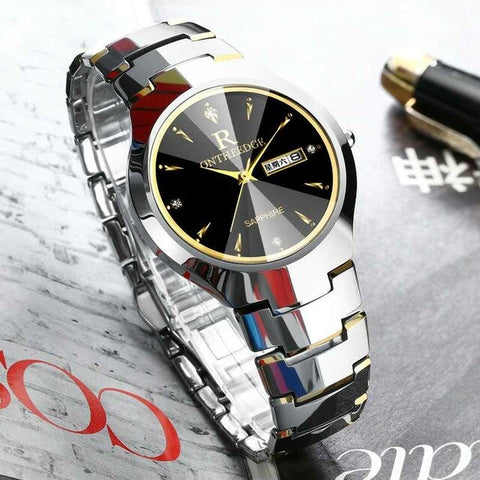 ONTHEEDGE Tungsten steel watches men's quartz watches waterproof business ultra-thin couple student watches