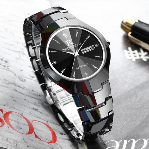 ONTHEEDGE Tungsten steel watches men's quartz watches waterproof business ultra-thin couple student watches