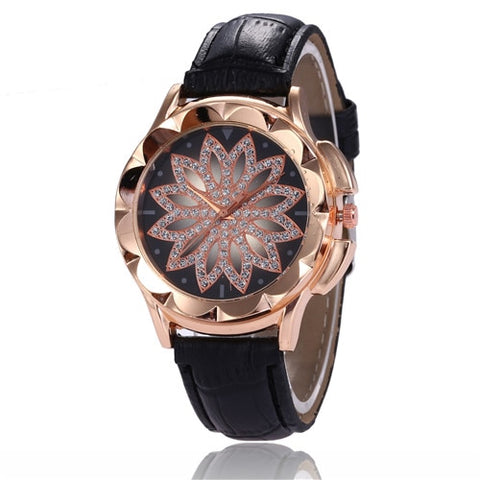 Watch Women Rhinestone Watches Ladies Watch Leather Big Dial Bracelet Women Wrist Watch  Crystal Relogio Feminino Clock