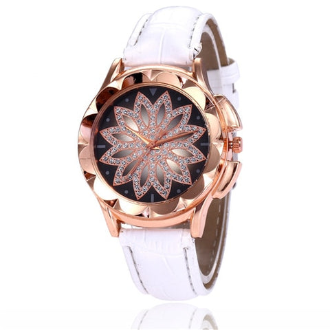 Watch Women Rhinestone Watches Ladies Watch Leather Big Dial Bracelet Women Wrist Watch  Crystal Relogio Feminino Clock