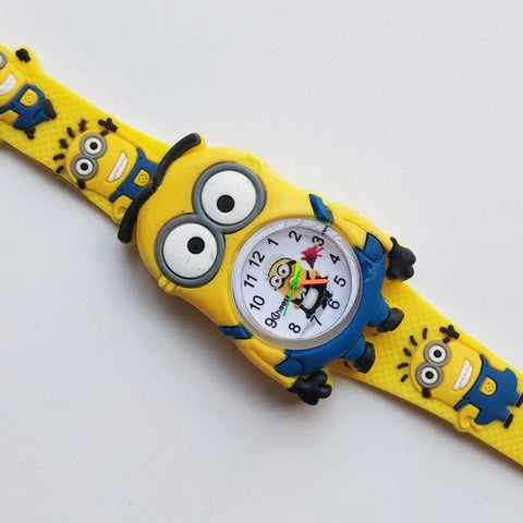 2019 New Despicable Me Little yellow man Watches for Children Kids Watch Leather Quartz Wristwatches baby boy Girl Student Clock