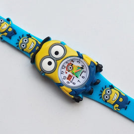 2019 New Despicable Me Little yellow man Watches for Children Kids Watch Leather Quartz Wristwatches baby boy Girl Student Clock