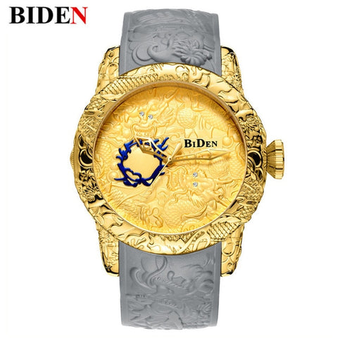 Black Men Watches Fashion 3D Engraved Dragon Relogio Masculino Luxury 2019 Top Brand Quartz Watch Waterproof Sport Male Clock