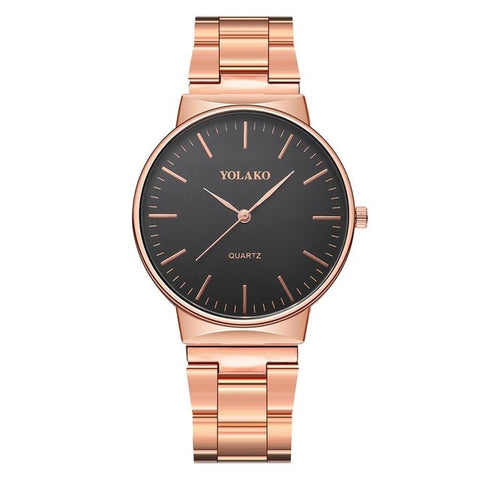 YOLAKO Men's Watch Luxury Quartz Wristwatch Men Watches Clock Business Fashion Stainless Watchband Buckle Strap 2019 New Arrival