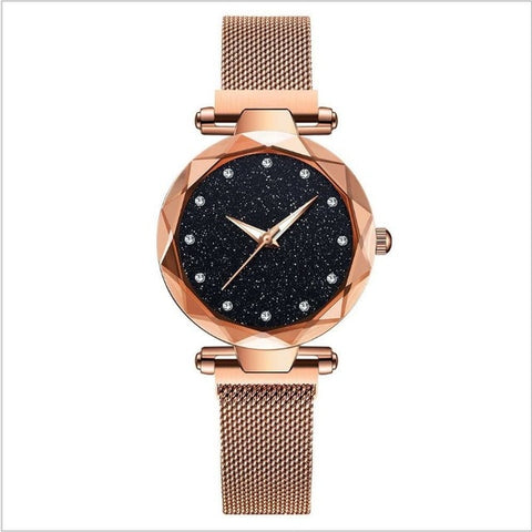 Top Brand Star Watch For Women Rose Gold Mesh Magnet Starry Sky Quartz Wristwatch Gradient Ladies Wrist Watches relogio feminino