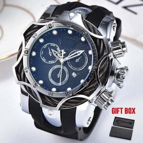 Luxury Brand Design Men's Golden Quartz Watches Men Big Military Rubber Wristwatches Male Gold Watch Relogio Dourado Masculino