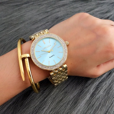 CONTENA Fashion Luxury Silver Watch Women Watches Rhinestone Women's Watches Ladies Watch Stainless Steel Clock reloj mujer