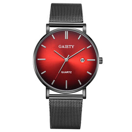 Mens Watches Top Brand Luxury Ultra Thin Quartz Man Wristwatch Fashion Men's Aurora Gradient Watch Casual Mesh Steel Male Clock