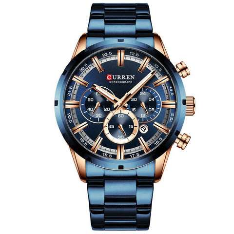 New CURREN Top Brand Luxury Fashion Mens Watches Stainless Steel Chronograph Quartz Watch Men Sport Male Clock Relogio Masculino