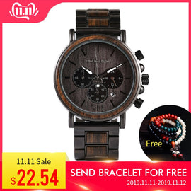 BOBO BIRD Wood Men Watch Relogio Masculino Top Brand Luxury Stylish Chronograph Military Watches Timepieces in Wooden Gift Box