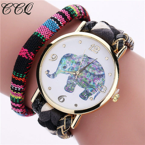 CCQ Brand Handmade Braided Women Elephant Wrist Watch Fashion Rope Ladies Quarzt Watches Relogio Feminino 2079