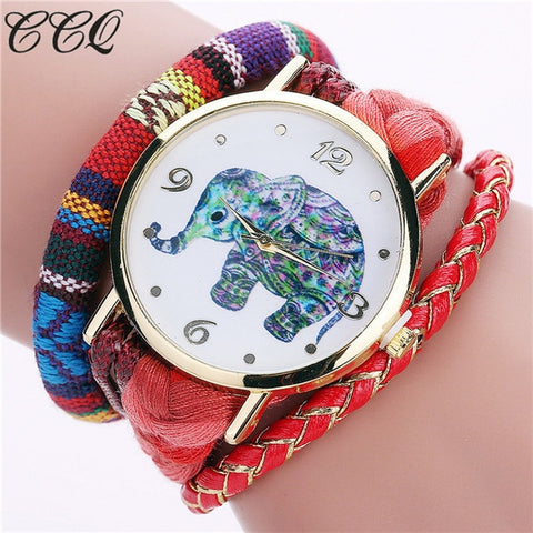 CCQ Brand Handmade Braided Women Elephant Wrist Watch Fashion Rope Ladies Quarzt Watches Relogio Feminino 2079