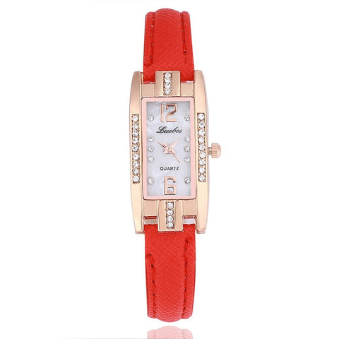 New 2018 Small Dial Women casual wristwatch Ladies Leather rhinestone Quartz Watch female Elegant Simple rectangle dress clock