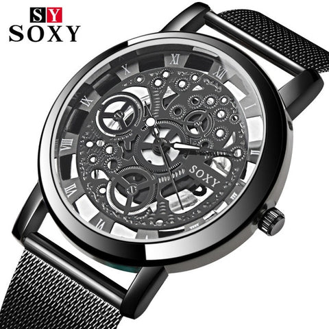 SOXY Wrist Watch Men Mesh Belt Women Unisex Quartz Watches Fashion Designer Hollow Watch relogio feminino montre femme 2019