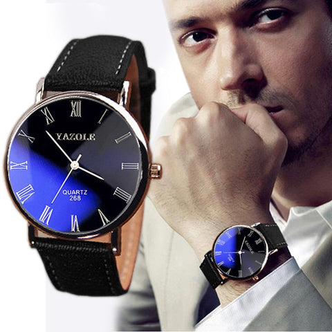 YAZOLE Fashion Men Watch Luxury Leather Mens Quartz Analog Business Wrist Watch Men's Clock relogios masculino