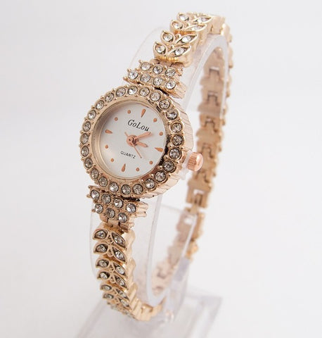 Hot Sales Rose Gold Bracelet Watches Women Ladies Fashion Shining Crystal Dress Quartz Wristwatch Rhinestone Watch G-022