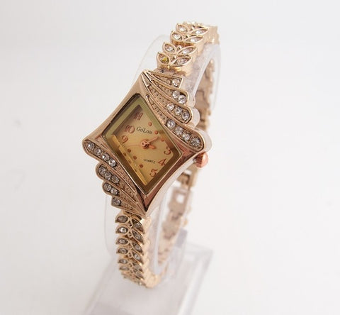 Hot Sales Rose Gold Bracelet Watches Women Ladies Fashion Shining Crystal Dress Quartz Wristwatch Rhinestone Watch G-022